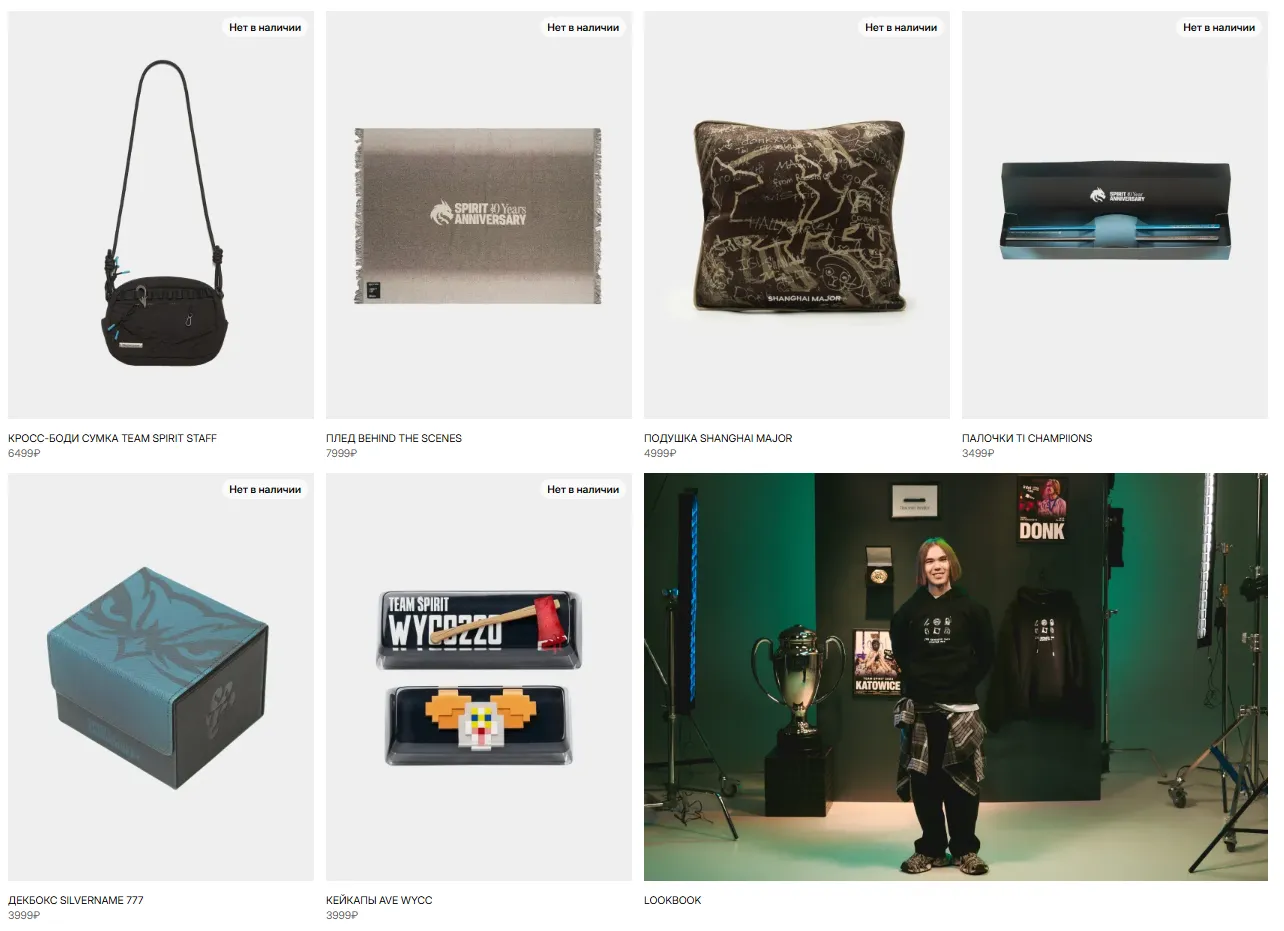 Мерч Team Spirit | Источник: shop.teamspirit.gg