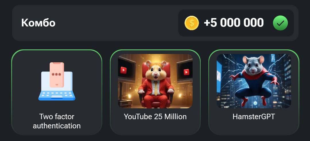 Комбо карты в Hamster Kombat (Хомяк) на 3–4 августа