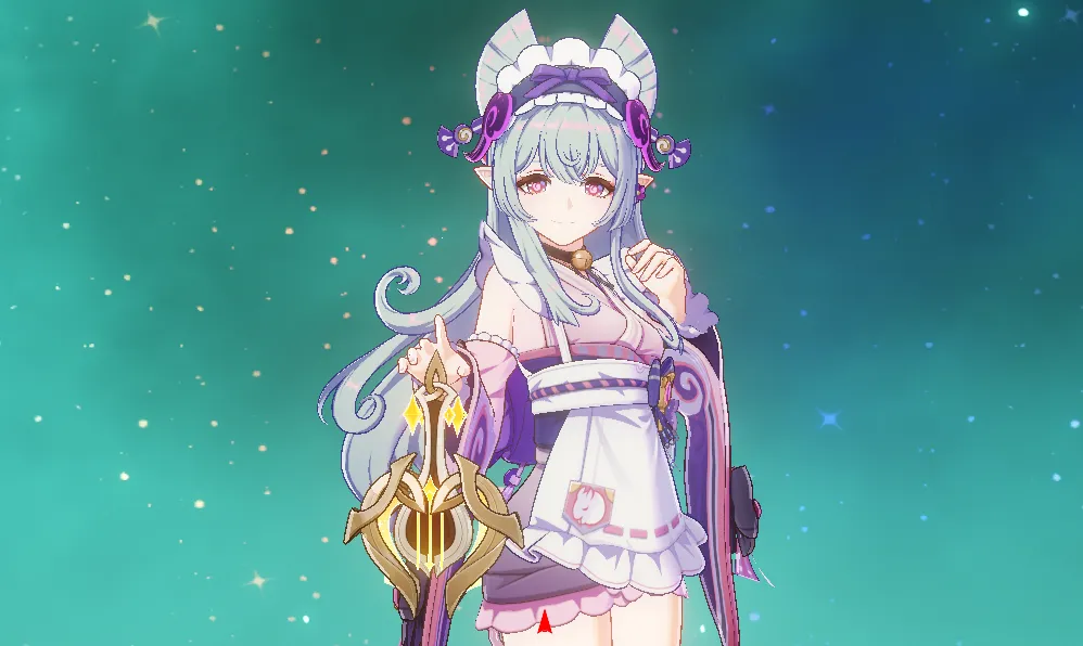 Мидзуки с «Лютней ткача света». Источник: Genshin Impact