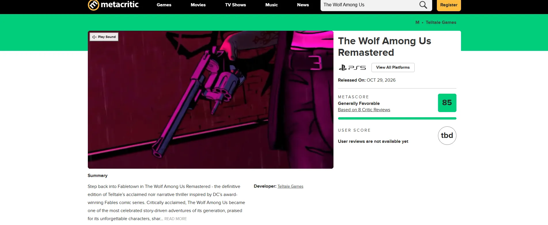 Оценки The Wolf Among Us Remastered. Источник: Metacritic