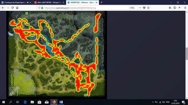 Тепловая карта передвижений Waixi на стадии лайнинга