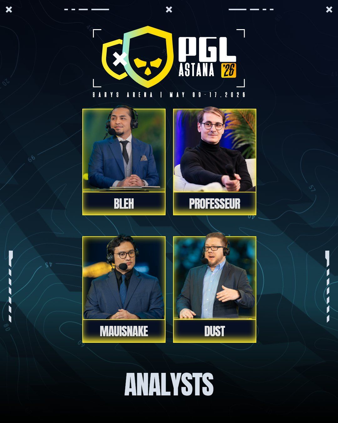 Участники студии аналитики на PGL Astana 2026 | Источник: аккаунт PGL в X