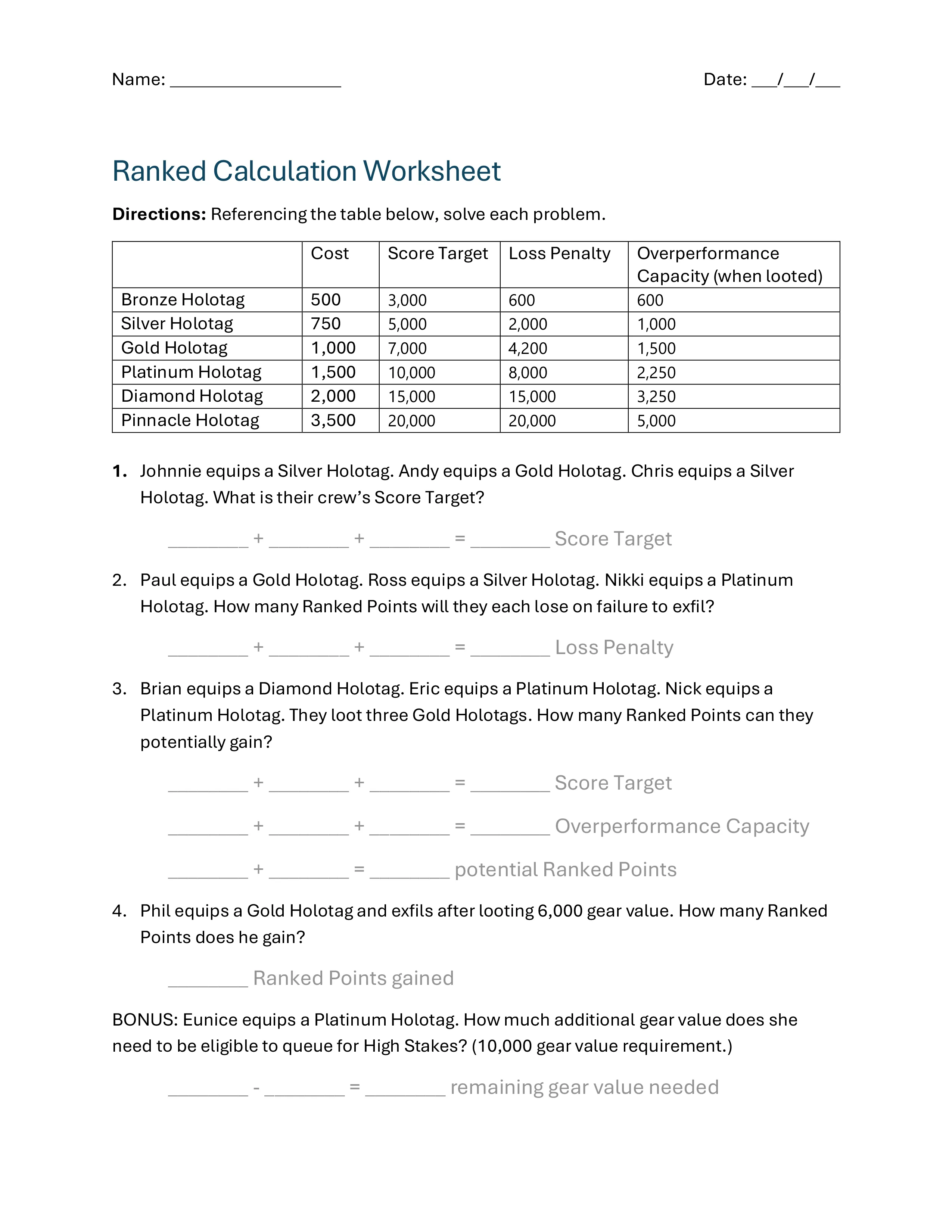 Бланк математического теста для понимания рейтинговой системы Marathon. Источник: Bungie в Х