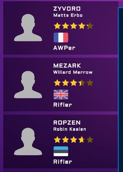 Игроки Vitarion Esports в Esports Manager 2026 | Скриншот из Esports Manager 2026