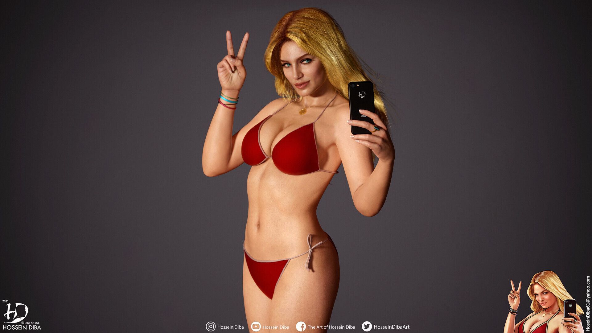 3D-модель девушки с обложки GTA V. Художник: Хоссейн Диба.