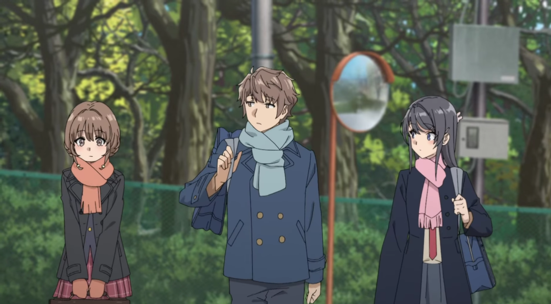 Кадр из аниме «Этот глупый свин не понимает мечту сестры на прогулке»