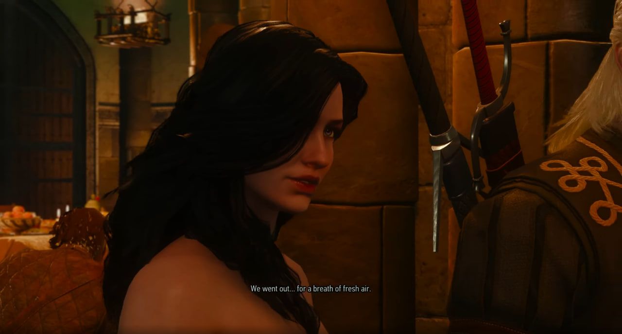 Скриншот ремастера The Witcher 3: Wild Hunt — баг с голой Йеннифэр