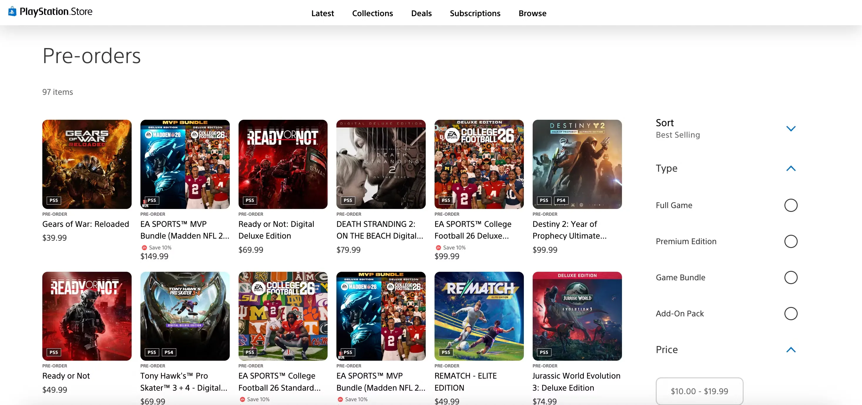 Страница с предзаказами в PS Store. Источник: PS Store