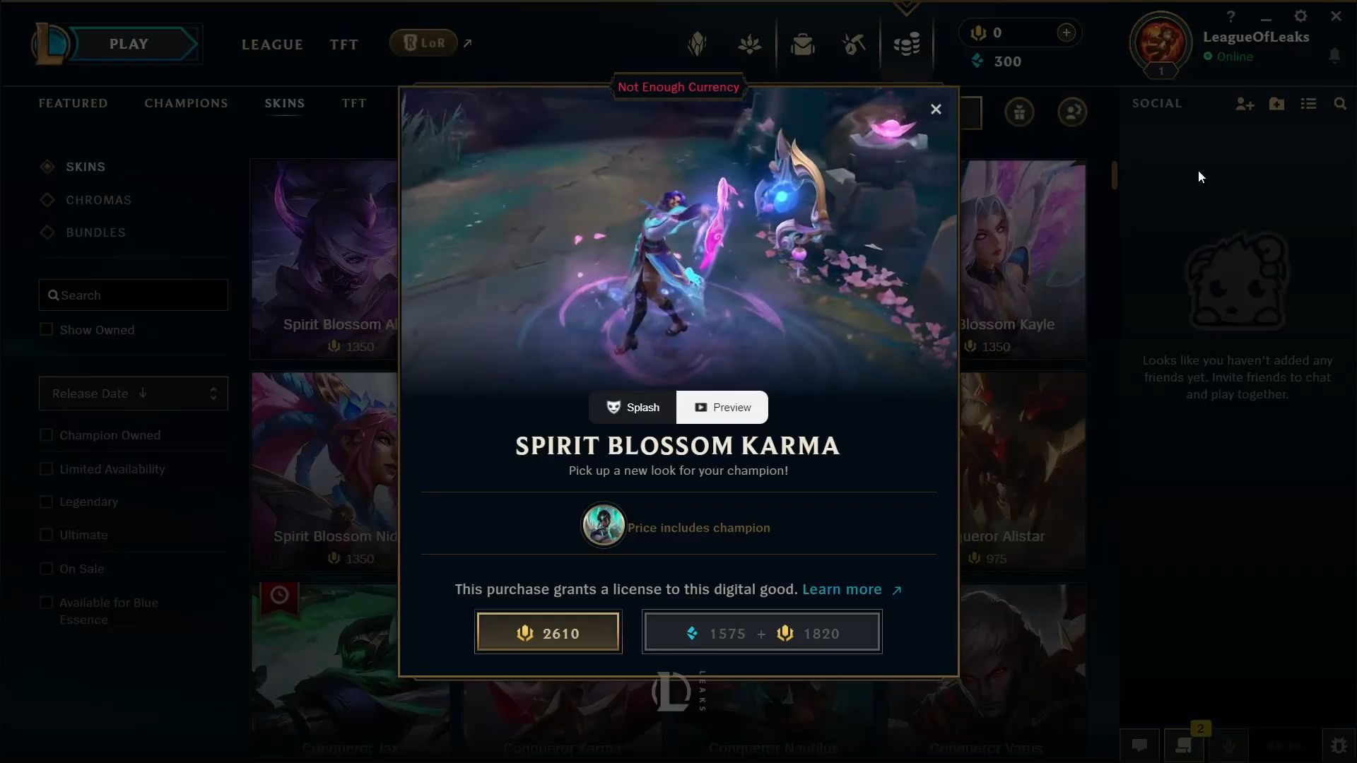 Превью скина при осмотре в магазине LoL. Источник: x.com/LeagueOfLeaks