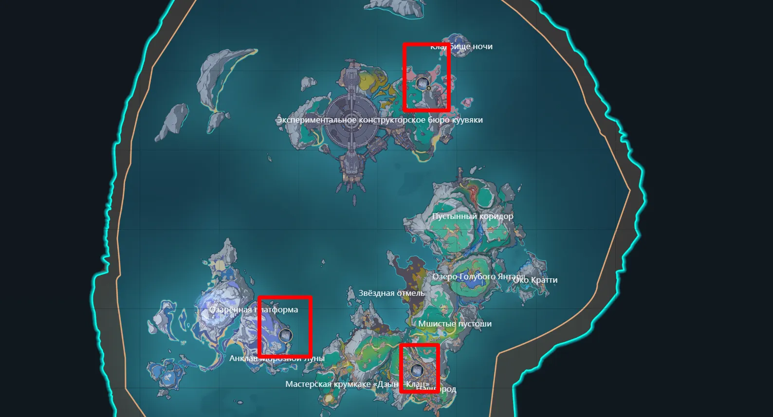 Местоположение всех сокровищниц на карте. Источник: Genshin Impact