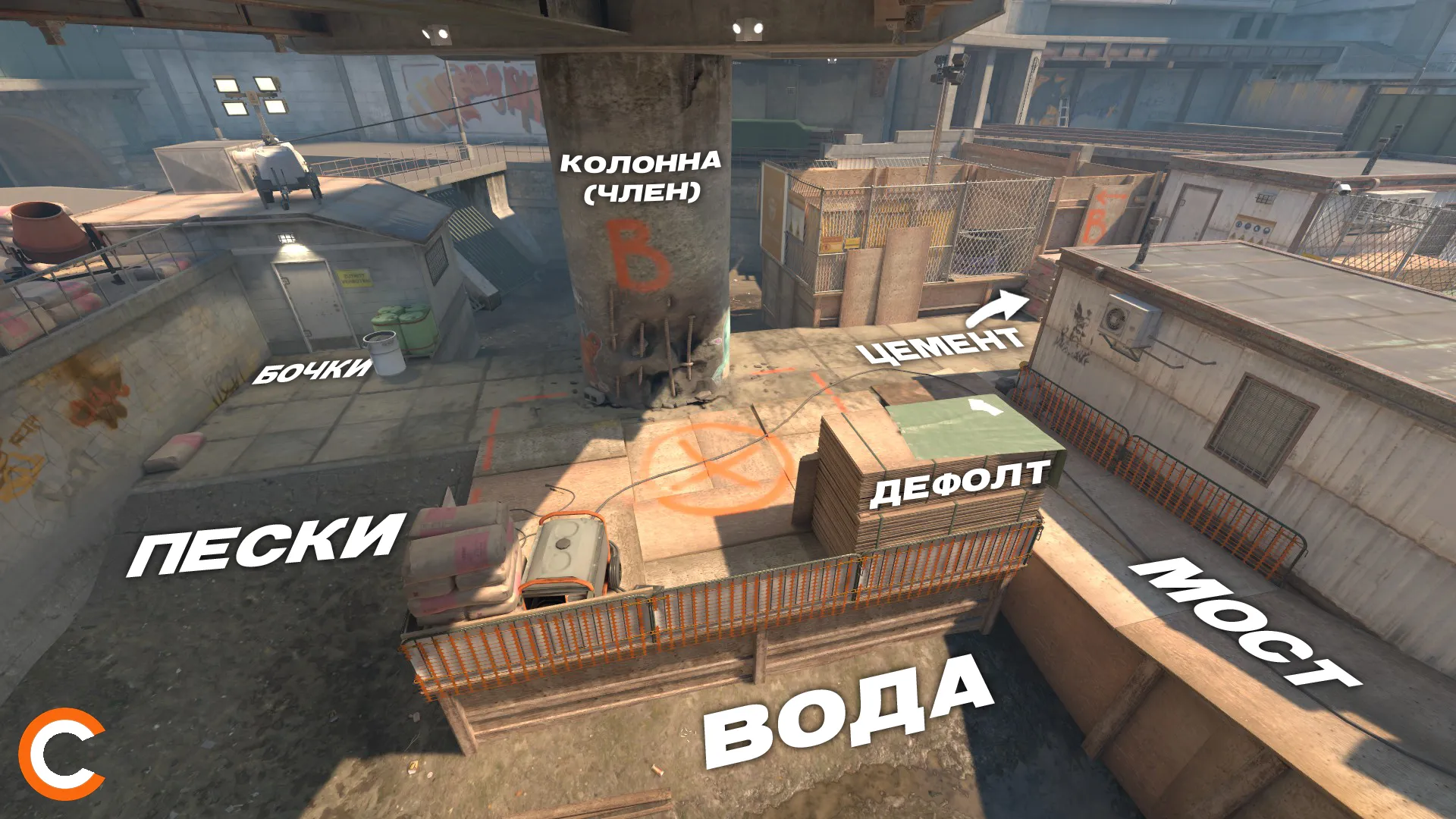 Позиции на карте Overpass | Источник: Cybersport.ru