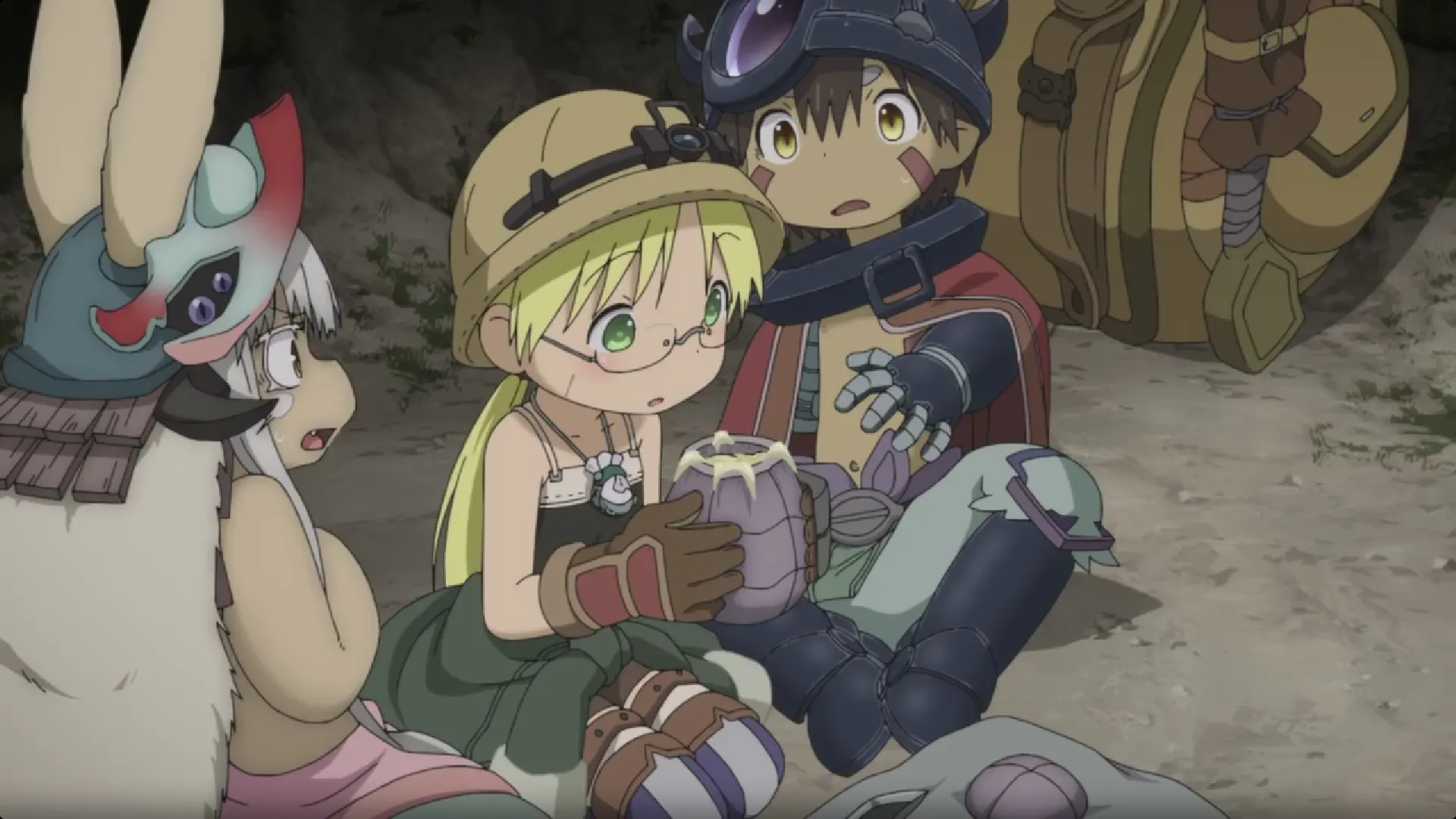 Кадр из аниме «Созданный в Бездне: Солнце, вспыхнувшее в Золотом городе»