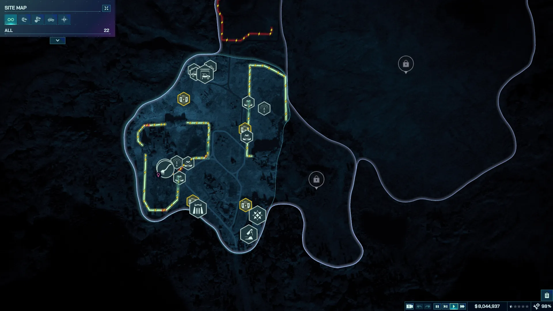 Карта в Jurassic World Evolution 3. Источник: скриншот из игры Jurassic World Evolution 3.