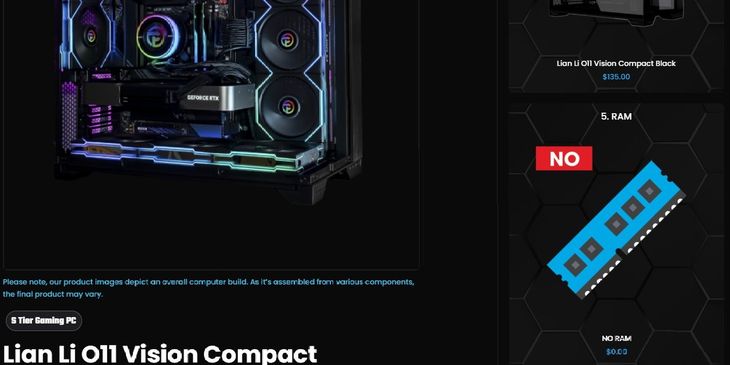 Компания по сборке ПК начала продавать компьютеры без оперативной памяти