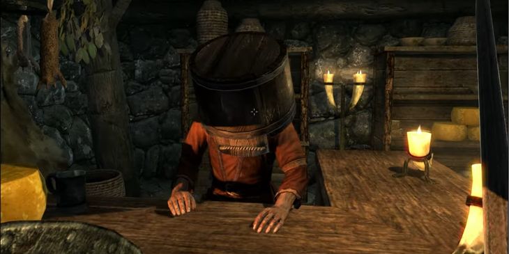 Разработчики Skyrim были удивлены трюком с ведром — он не был запланирован