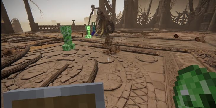 Моддер добавил Minecraft в Elden Ring — с крафтом и монстрами