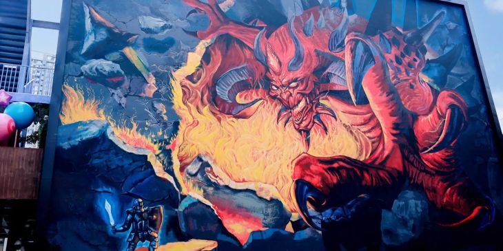 Нарисовано огромное граффити с Диабло из Diablo II: Resurrected