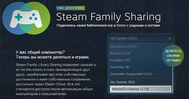 Valve запустили Steam Family Sharing